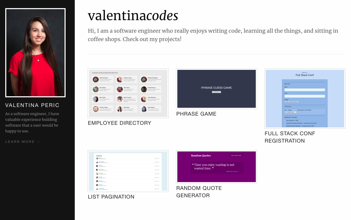 Node Express Portfolio